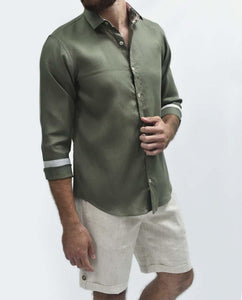 Camisa Lino Clásica - Verde Militar
